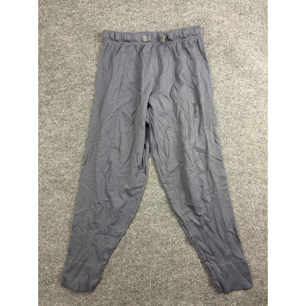 Gymshark Jogger Pants Womens Medium Gray Ribbed Elastic Waist Athletic Workout